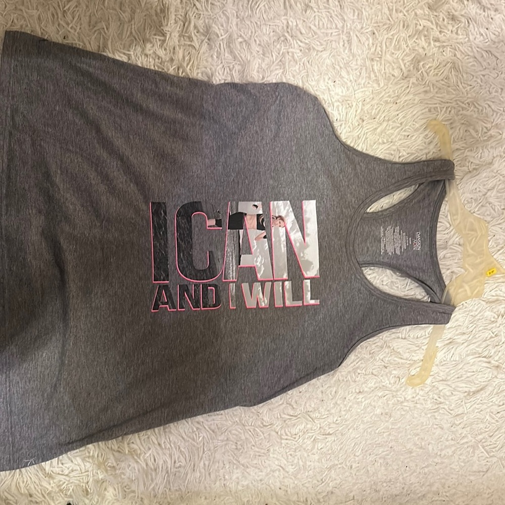 Danskin Now “I can and Will” gray tank top.  Size L (12-14)